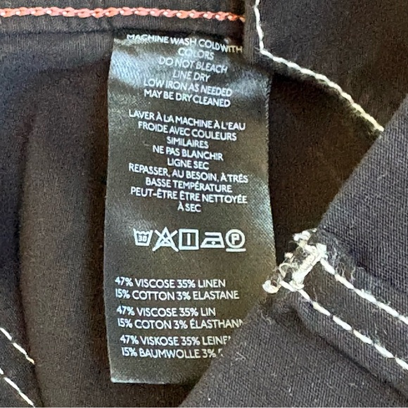 Maeve Anthropologie The Colette Black Contrast Stitch Wide Leg Cropped Pants 26 - Picture 10 of 10